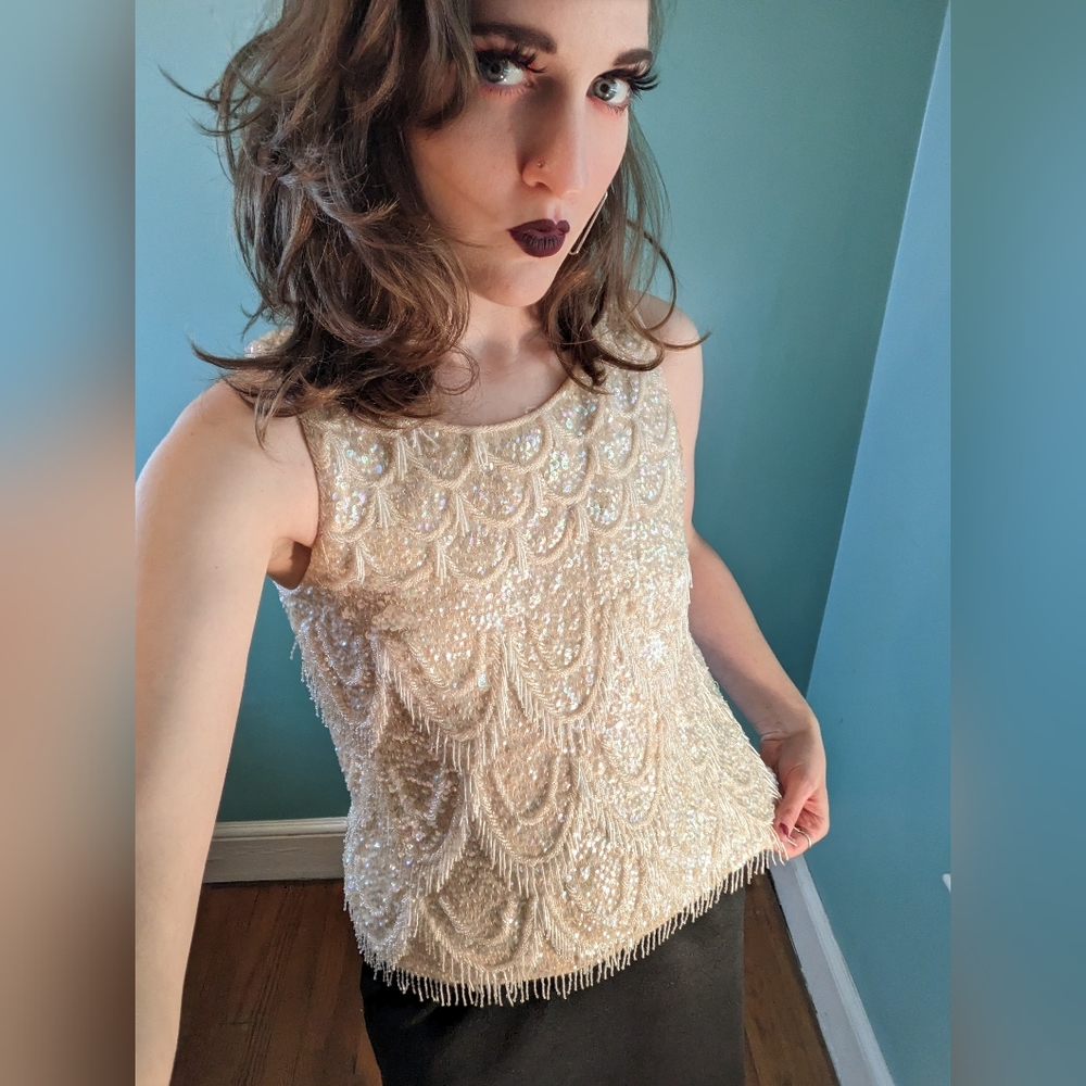 Vintage 1950's/60's Alexander's Brand Heavily Beaded Top size Small